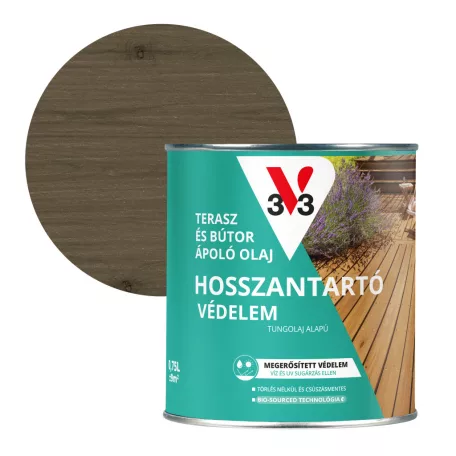 V33 Terasz és kerti bútor ápoló olaj 0,75l, Füstszürke