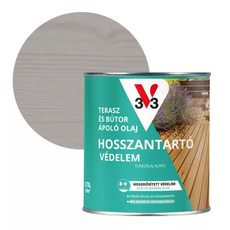 V33 Terasz és kerti bútor ápoló olaj 0,75l, Szürke, félig áttetsző