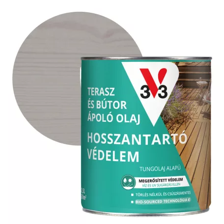V33 Terasz és kerti bútor ápoló olaj 2,5l, Szürke, félig áttetsző