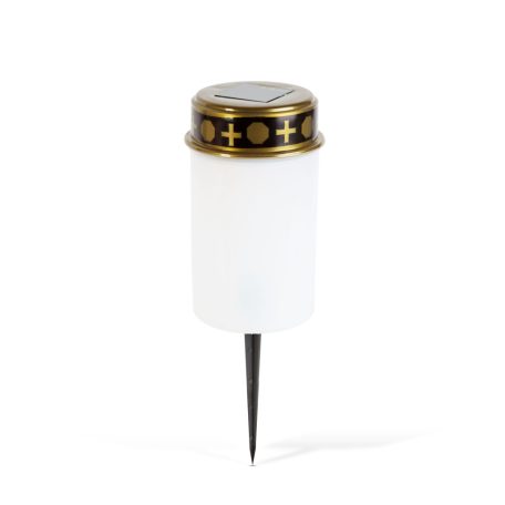 Leszúrható szolár mécses - pislákoló melegfehér LED - 7,3 x 20,5 cm - piros / fehér