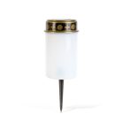 Leszúrható szolár mécses - pislákoló melegfehér LED - 7,3 x 20,5 cm - piros / fehér