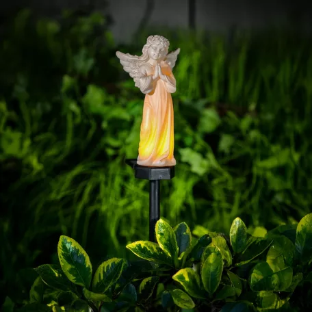 Szolár angyalka - imádkozó - 1 melegfehér LED - műgyanta - 49 x 11 x 6,5 cm