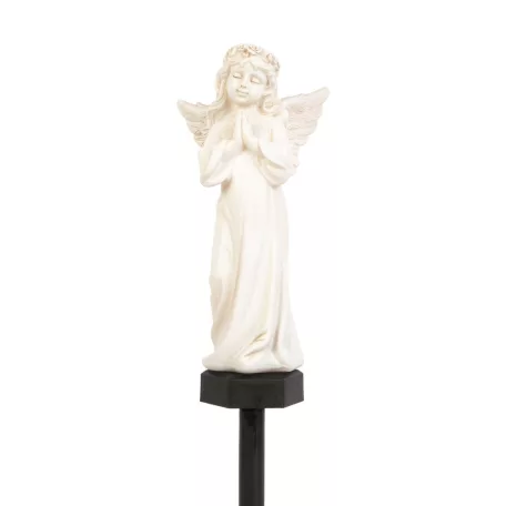 Szolár angyalka - imádkozó - 1 melegfehér LED - műgyanta - 49 x 11 x 6,5 cm
