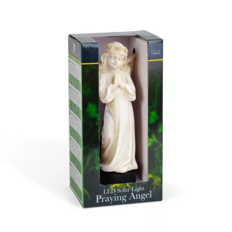 Szolár angyalka - imádkozó - 1 melegfehér LED - műgyanta - 49 x 11 x 6,5 cm