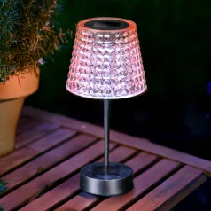   Hibás ! Szolár asztali lámpa - rózsaszín - hidegfehér LED - műanyag - 26 x 12 cm