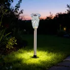 Leszúrható szolár lámpa - 1 x melegfehér - króm - 6 x 38,5 cm