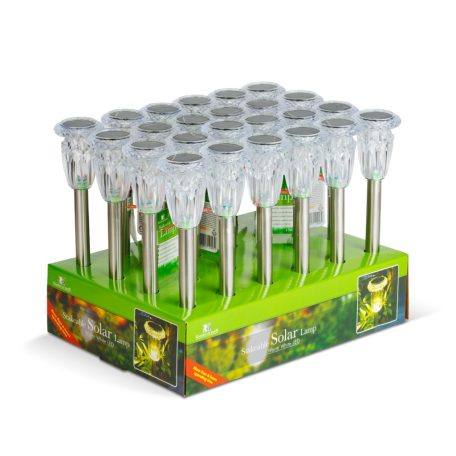 Leszúrható szolár lámpa - 1 x melegfehér - króm - 6 x 38,5 cm