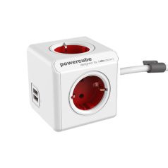   PowerCube Extended USB 1402RD/DEEUPC, 1,5 m, 4 földelt aljzat gyermekvédelemmel, 2 USB aljzat, max. 3680 W, USB max. 2,1 A