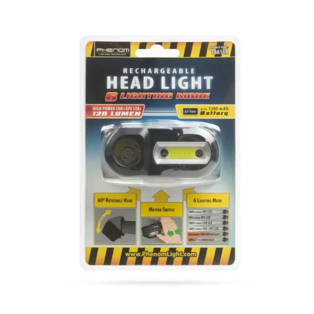 COB+XPE LED-es fejlámpa - fehér/piros LED - mozgásérzékelővel - akkumulátorral