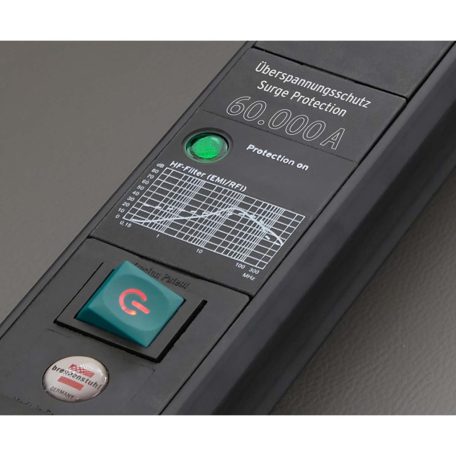 Premium-Line 60.000A elosztó túlfeszültség védelemmel 6 utas fekete 3m H05VV-F 3G1,5