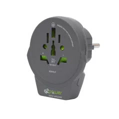   q2power 1.100110-TH utazóadapter, World to Europe USB, USB 5V 2.4A, max. 16 A, 250 V - 4000 W teljesítmény