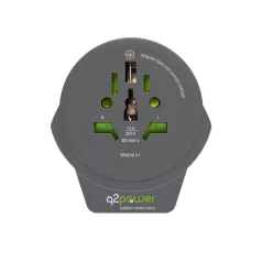   q2power 1.100110-TH utazóadapter, World to Europe USB, USB 5V 2.4A, max. 16 A, 250 V - 4000 W teljesítmény
