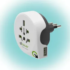   Q2POWER 1.100190 utazóadapter, World to Italy USB, indulási ország: AUS/CHINA, IT, UK, CH, BRAZIL, USA, EURO, célország: IT, USB port