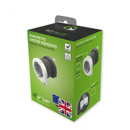 Q2 power Utazóadapter Europe to UK""