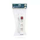 Elosztó 3-as - 3 x 1,5 mm - 1,5 m - 2 x USB-vel - kapcsolós