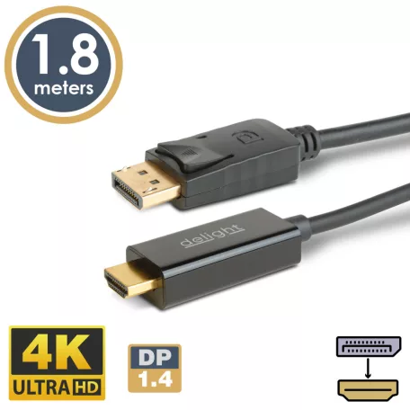 DisplayPort - HDMI kábel - 1.4 - 4K - 1,8 m