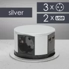 Elosztó - rejtett, 3-as + 2 x USB-A + Type-C