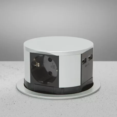 Elosztó - rejtett, 3-as + 2 x USB-A + Type-C