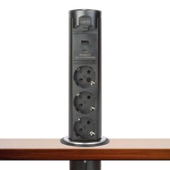   Motoros rejtett elosztó - "Touchcontrol" - 3-as + USB + Type-C - fekete