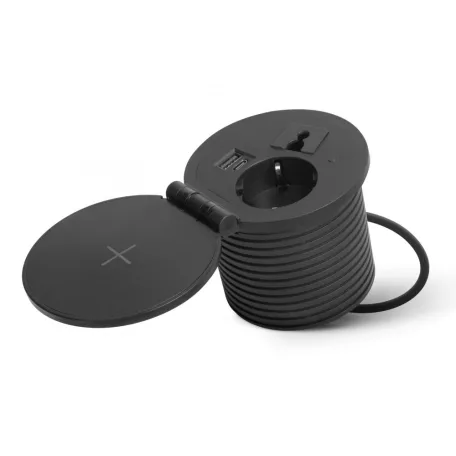 Rejtett, beépíthető konnektor + USB + Type-C + Vezeték nélküli töltő