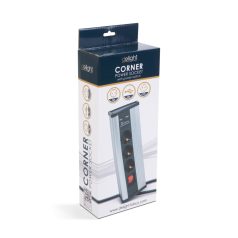   Sarokelosztó - kapcsolós - 3 x 250V, 16A - 2 x USB, 2,1A - alumínium ház