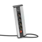 Sarokelosztó - kapcsolós - 4 x 250V, 16A - 2 x USB, 2.1A - alumínium ház