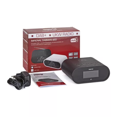 DABMAN d20 DAB+ és FM rádió ébresztőóra Fekete