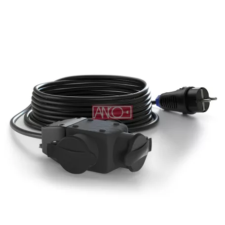 Hosszabbító gumi kábel 5m +elosztó