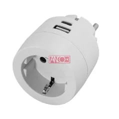 Földelt elosztó aljzat USB töltővel A+C