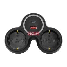 2-es elosztó dugalj USB töltővel A+C