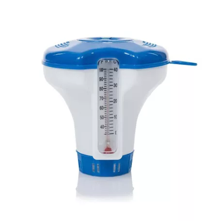 Avenli 26-398404 vegyszeradagoló, úszóadagoló, hőmérővel, 22,9 cm átmérő, 3-as és 4-es méretű tablettához, beállítható adagolás