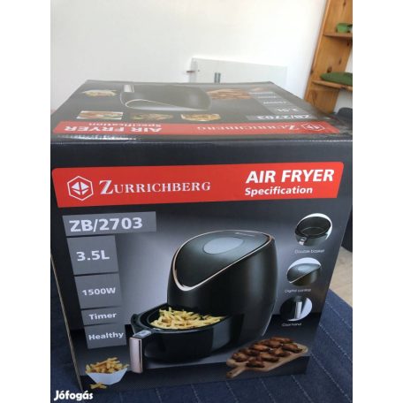 Zurrichberg RoseGold Professzionális Digitális Olaj nélküli Fritőz 3,5L 1500W ZBP/2703 (ZBP/2704) digitális fritőz, forrólevegős sütő olaj nélküli sütő fekete