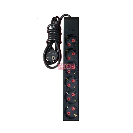 Asztali elosztó 6-os, 2,0m, fekete