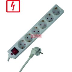 Elosztó 6-os, túlfeszültségvédelem, 1,4m