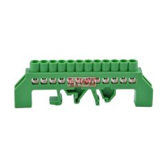 Szigetelt földelősín PE12, zöld