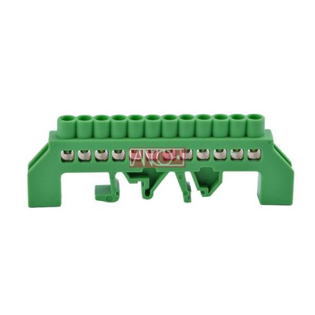 Szigetelt földelősín PE12, zöld