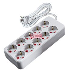 Asztali hosszabbító, 10-es, 2m, fehér