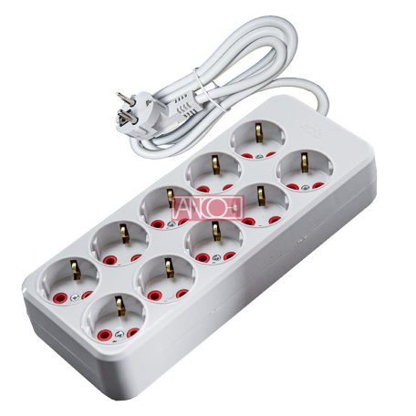 Asztali hosszabbító, 10-es, 2m, fehér