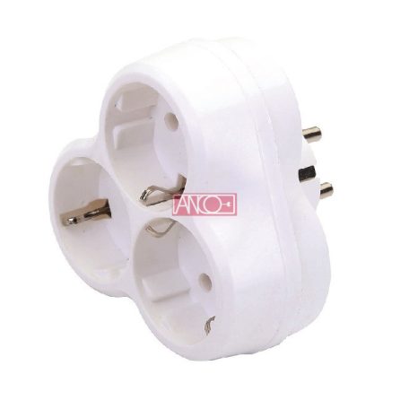 3-as földelt hálozati elosztó, fehér