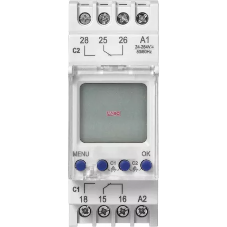 Digitális időkapcsoló, heti, 2 csatornás