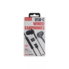   Maxell 348531 XC-1 USB-C fülhallgató, USB-C, 95 dB, 32 Ohm, beépített mikrofon, fekete
