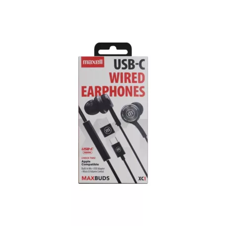 Maxell 348531 XC-1 USB-C fülhallgató, USB-C, 95 dB, 32 Ohm, beépített mikrofon, fekete