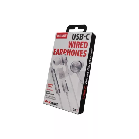 Maxell 348532 XC-1 USB-C fülhallgató, USB-C, 95 dB, 32 Ohm, beépített mikrofon, fehér