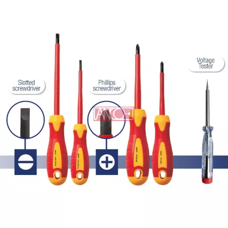 VDE szigetelt csavarhúzó készlet, 5 db