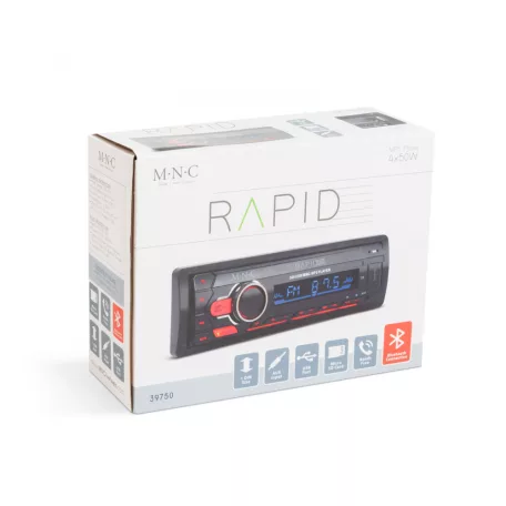 M.N.C Bluetooth autóhifi fejegység, AUX, USB, SD, autórádió és mp3 lejátszó, BT-FM-USB-SD-AUX, "Rapid" - 1 DIN - 4 x 50 W -