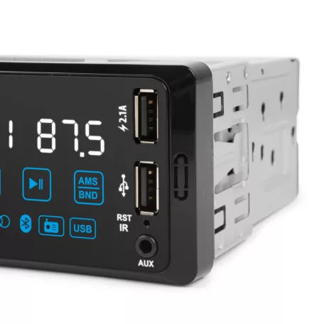 M.N.C Bluetooth autóhifi fejegység, AUX, USB, SD, autórádió és mp3 lejátszó, BT-FM-USB-AUX, LED "PhantomX" - 1 DIN - 4 x 50 W - gesztusverzélés - MP3