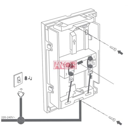 Vezetékes csengő 230V, 80dB