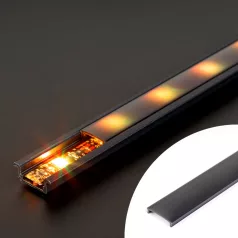   LED aluminium profil takaró búra - fekete - 2000 mm (41011A2-höz)