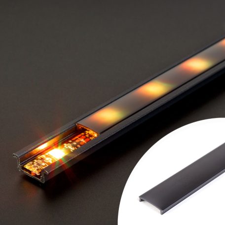 LED aluminium profil takaró búra - fekete - 2000 mm (41011A2-höz)