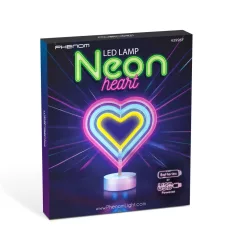   Neon LED lámpa - színes szív - 3 x AA + USB - 25,2 x 1,6 x 23 cm